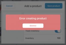 Creating product error ipad